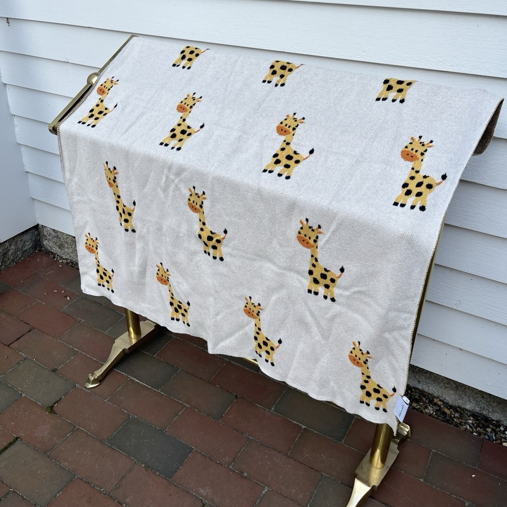 Giraffe Knit Reversible Blanket Kids Baby 100% Cotton Reversible Throw 32"x40"